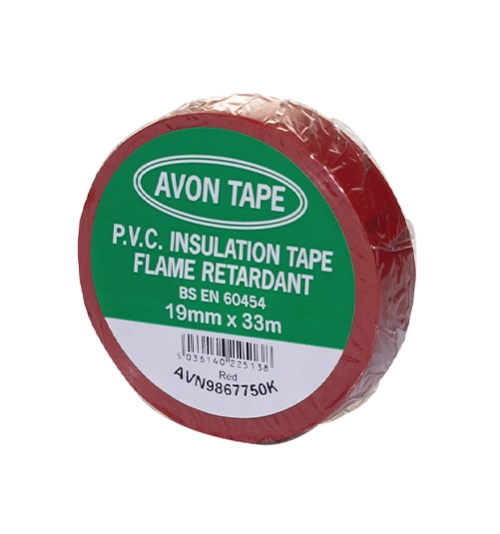 Electrical Tape, PVC, Red, 19mm x 33m, Pack of 10 1