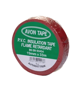 Electrical Tape PVC Red 19mm x 33m Pack of 10
