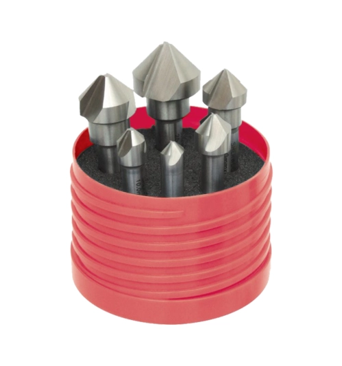 Countersink Set, Countersink, Straight Shank, Set of 5, Cobalt High Speed Steel, Uncoated 1