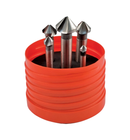 Countersink Set, Countersink, Straight Shank, Set of 6, Cobalt High Speed Steel, Bright 1