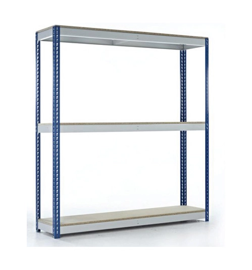 Heavy Duty Shelving, 3 Shelves, 600kg Shelf Capacity, 1980mm x 2400mm x 450mm, Blue & Grey 1