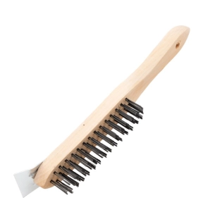 4ROW WIRE SCRATCH BRUSH WITH SCRAPER