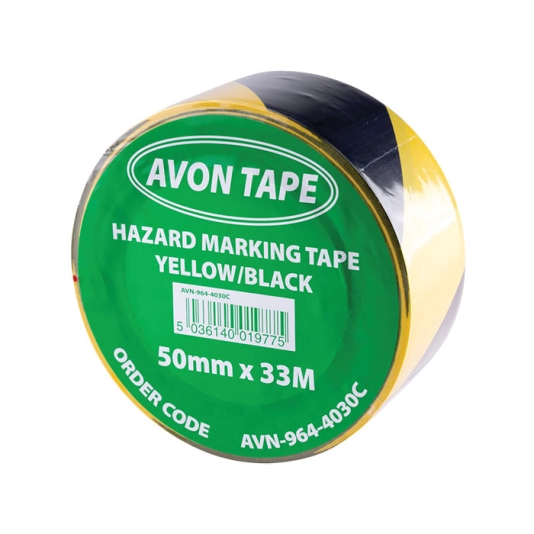 Adhesive Hazard Tape, PVC, Yellow/Black, 50mm x 33m 1