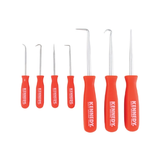 Pick & Hook Set, 135mm/210mm, With (2) 90° Tip/(2) Hook Tip/(2) Straight Tip/Combination Tip/Plastic Case, Handle Contoured 1