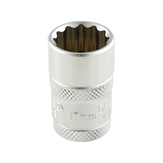 1/2in. Drive, Bi-Hexagon Socket, 17mm, Metric, 12 Point 1