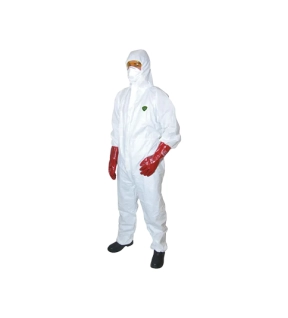 Guard Master  Chemical Protective Coveralls Disposable White Laminates Zipper Closure Chest 4042 M