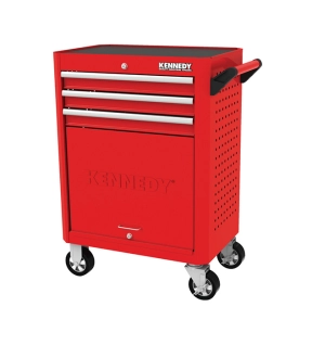 Roller Cabinet Industrial Range Red 3 Drawers H 845mm x W 465mm x L 710mm