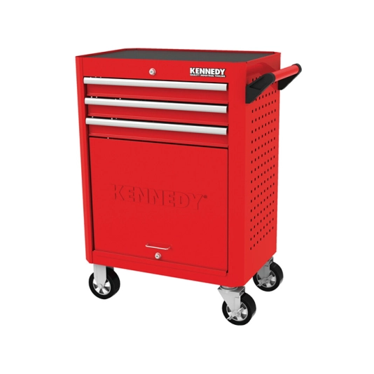Roller Cabinet, Industrial Range, Red, 3 Drawers, (H) 845mm x (W) 465mm x (L) 710mm 1
