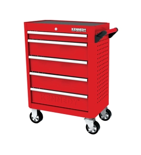 Roller Cabinet Industrial Range Red 5 Drawers H 845mm x W 465mm x L 710mm