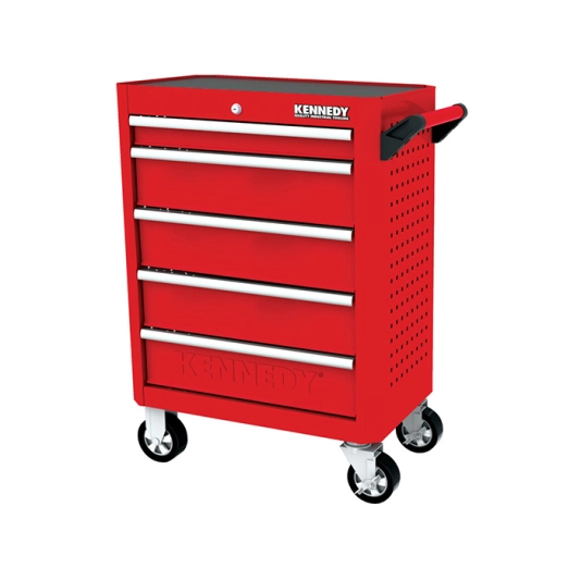 Roller Cabinet, Industrial Range, Red, 5 Drawers, (H) 845mm x (W) 465mm x (L) 710mm 1