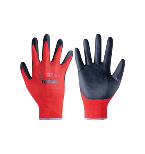 Mechanical Hazard Gloves, Black/Red, Nylon Liner, Nitrile Coating, EN388: 2003, 4, 1, 2, 1, Size 7 1