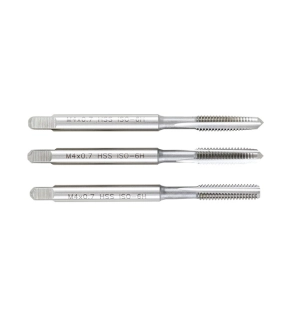 Hand Tap Set  M4 x 07mm Metric Coarse High Speed Steel Bright Set of 3